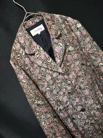 90년대 빈티지 고급 소재 실크 꽃무늬 차분한 색감 겉옷 블라우스 자켓