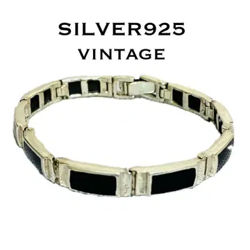 빈티지 실버 925 팔찌 뱅글 오닉스 체인 디자인