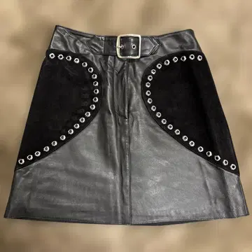 Maje 프랑스 램 가죽 카프 스웨이드 미니 스커트 36