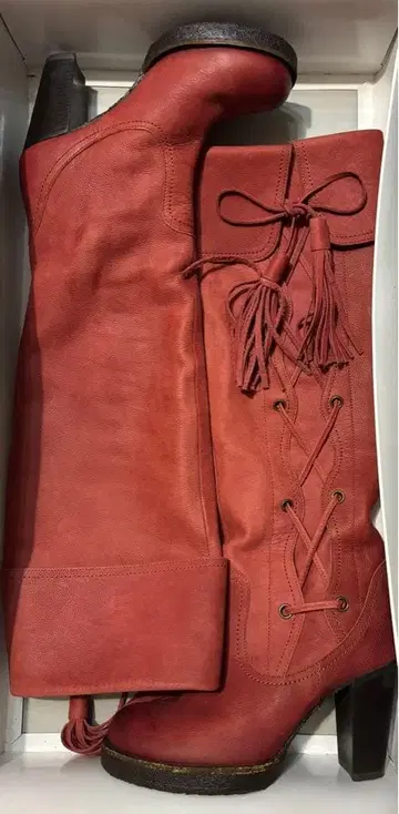 히미코 가죽 롱 부츠 빨간색