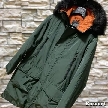 미사용 ARMANI AX 충전솜 다운 코트 N-2B 후드 부착