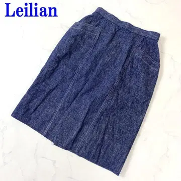 Leilian 레리안 무릎 기장 스커트 데님 코튼 11 C2971