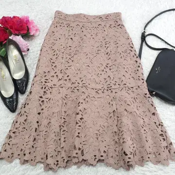 G8068*프로포션 꽃무늬 레이스 스커트 팥색 3