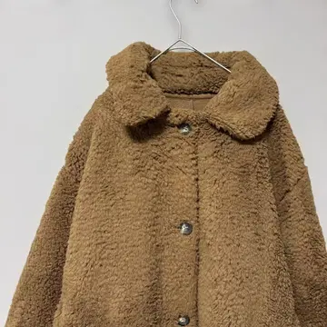 유니클로 플리스 보아 코트 (M) 심플 브라운 따뜻한 미들 기장