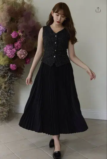 정품 herlipto Siena Pleated Docking Dress