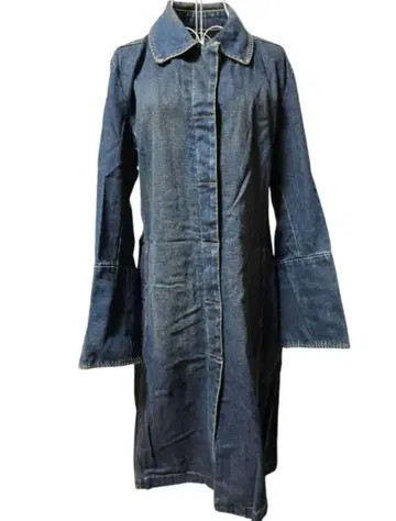 데님 롱 코트 롱 슬리브