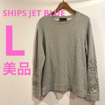 SHIPS JET BLUE 오리지널 맨투맨 트렌디한 소매 자수 L