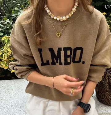 봉쥬르 사간 LMBO 로고 라운드 컷 니트