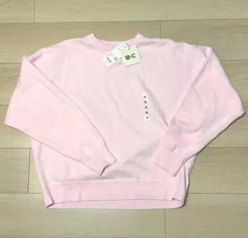 스무스 코튼 크루넥 스웨터 핑크 유니클로 XL