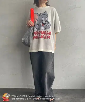 톰과 제리 TROUBLE MAKER 자카드 썸머 니트