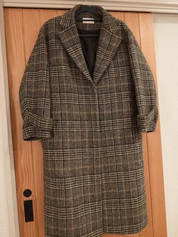 GLOBAL WORK 체크 무늬 체스터 코트 롱