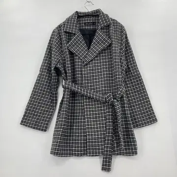 LouLan 체스터 코트 S 블랙 화이트 체크 미사용품