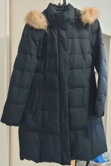 [새상품급] purelast 후드 부착 다운 자켓 네이비