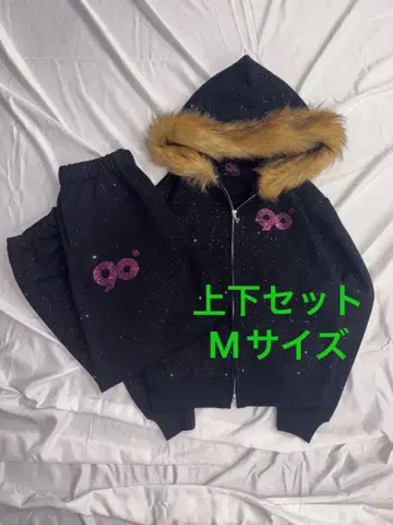 9090 girl 90 로고 글리터 퍼 집 셋업