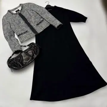 23구 트위드 자켓 블랙 신축성 원피스 세트 38 졸업식 졸업