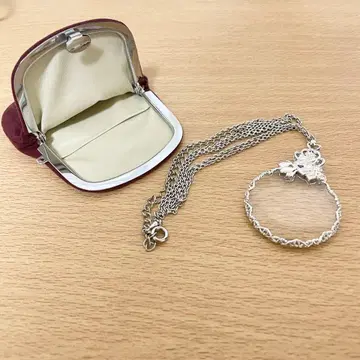 루페 펜던트 목걸이 돋보기 플라워 모티브 실버 케이스 포함