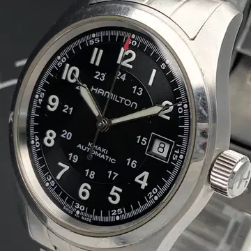 [ 작동 ] 해밀턴 카키 필드 자동 와인딩 손목시계 데이트 남성용