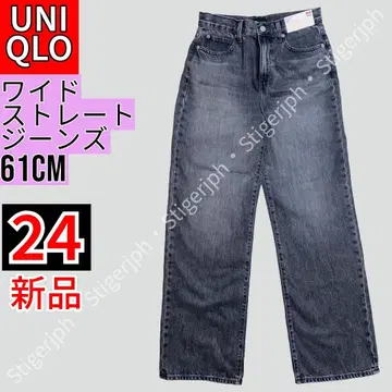 유니클로 와이드 스트레이트 진 그레이 24 / 61cm