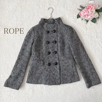 로페 트위드 더블 버튼 자켓 코트 스탠드 카라 일본제 11