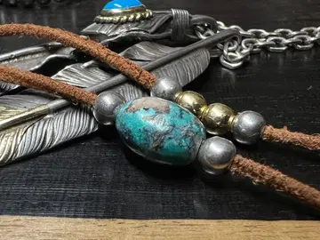 Natural 고로즈 가죽끈용 로이스턴 터콰이즈 비즈 goro's