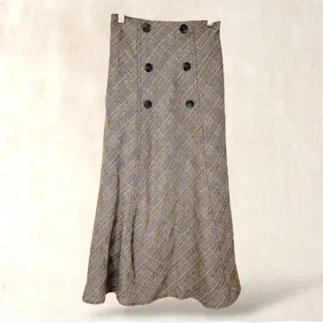 택 포함 드레스킵 머메이드 스커트 M 롱 기장 체크 무늬 허리밴딩