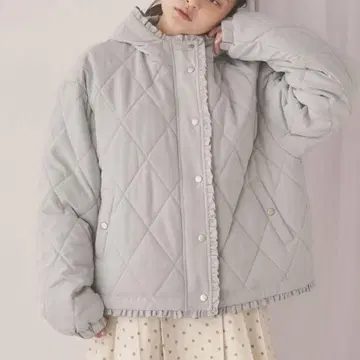 merry jenny 프릴 퀼팅 후드 자켓 블루
