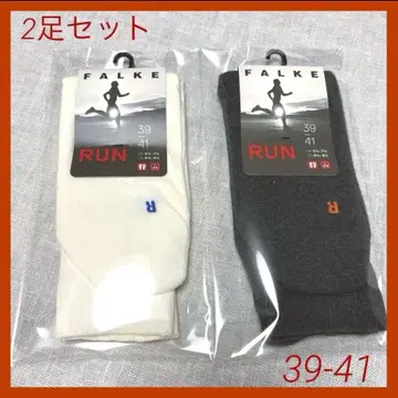 FALKE RUN 파르케 양말 2족 세트 화이트 D 그레이 39-41
