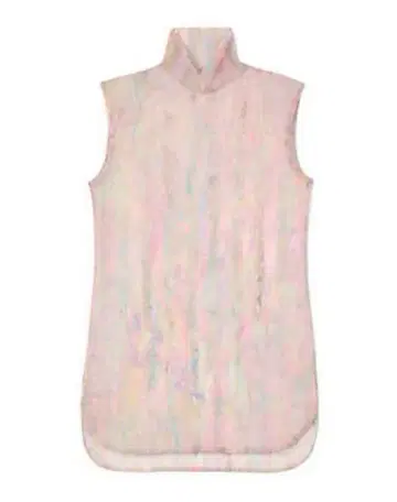Marble Print Sheer Jersey High Neck Top