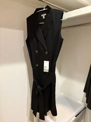 H&M 블랙 린넨 베스트