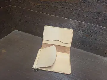 가죽 이단 미니 지갑 내추럴