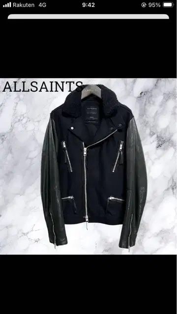 올세인츠 라이더 자켓 가죽 절개 천연 가죽 울 보아