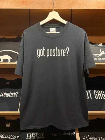 00s 메시지 T셔츠 got posture? 기업계 블랙 XL