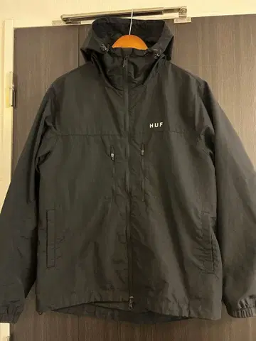 HUF 블랙 나일론 자켓 리플렉터 로고 쉘 S