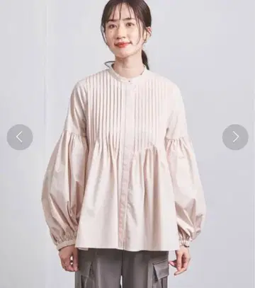 새상품 UNITED ARROWS 벌룬 턱 블라우스 핑크 티어드