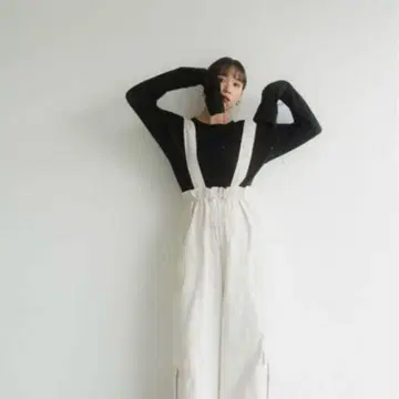 Knuthmarf 서스펜더 카고 팬츠 ivory