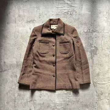 올 패턴 자켓 테일러드 체크 무늬 레트로 M 웜 컬러 클래식 일본제