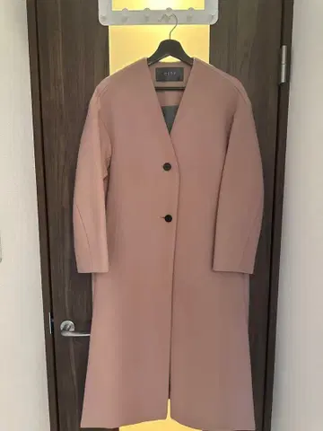 새상품급 STUDIOUS CITY 핑크 롱 코트 2 버튼