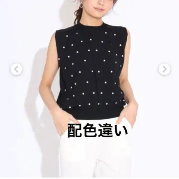 스콧 클럽 페넬 백리본 도트 자수 니트