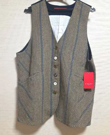아카네 팜므 메종 드 암우 암우 트위드 스트라이프 베스트