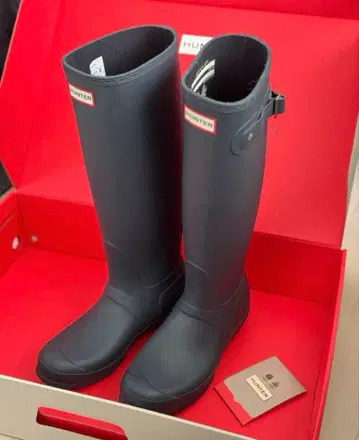 HUNTER 네이비 25cm 버클 장화