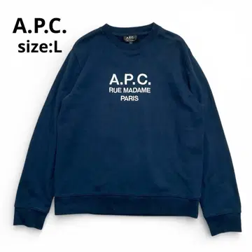 [ 컨디션 최상 ] A.P.C. 자수 로고 크루넥 맨투맨 네이비