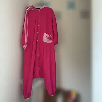 핑크 키티 후드 부착 룸웨어