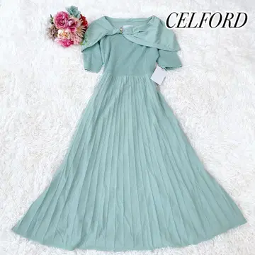 새상품 셀포드 메탈 부품 니트 원피스 롱 기장 38 민트