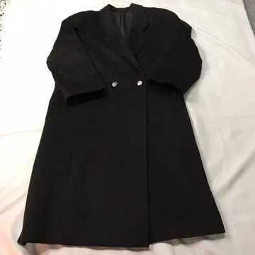 PURE CASHMERE 캐시미어 100 더블 버튼 롱 코트 블랙