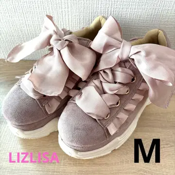 새상품급 LIZLISA 핑크 리본 프릴 통굽 스니커즈 리즈리사 M