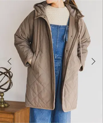 퀼팅 후드 롱 코트