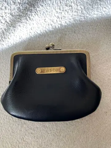 vasco 블랙 가죽 가마구치 코인 케이스