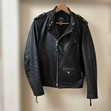 Schott 블랙 7316 스탠드 카라 더블 라이더 자켓