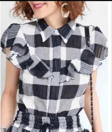 Obli 체크 블라우스