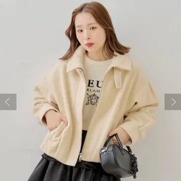 Chico 스탠드 트위드 지퍼 블루종